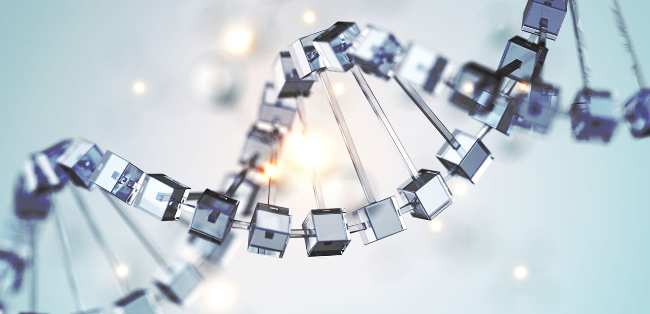 DNA helix with glass cubes