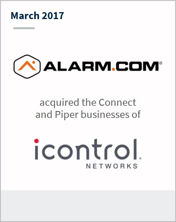 March 2017 Alarm.com has acquired the connect and piper business of Icontrol Networks