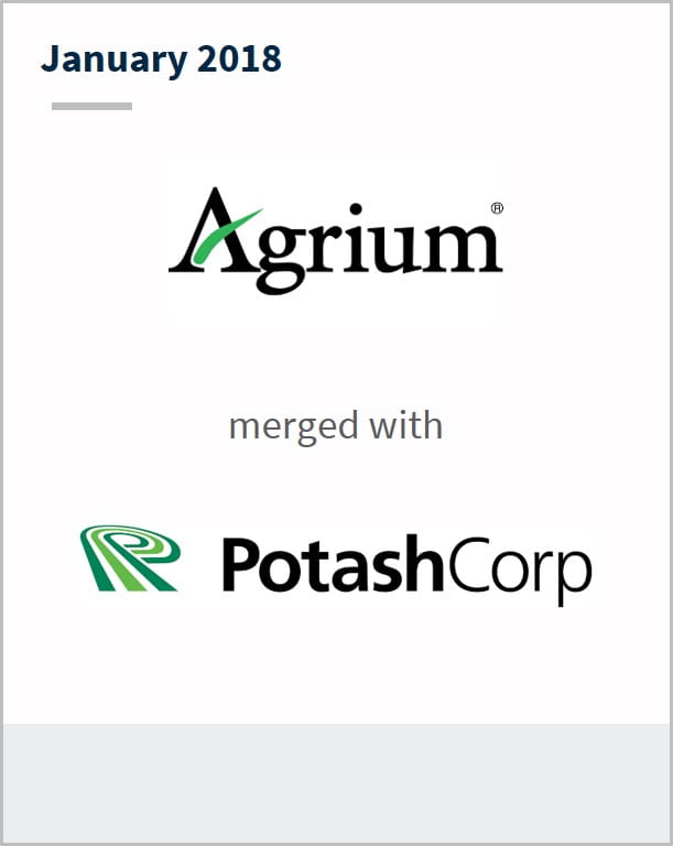 January 2018 Agrium merged with PotashCorp