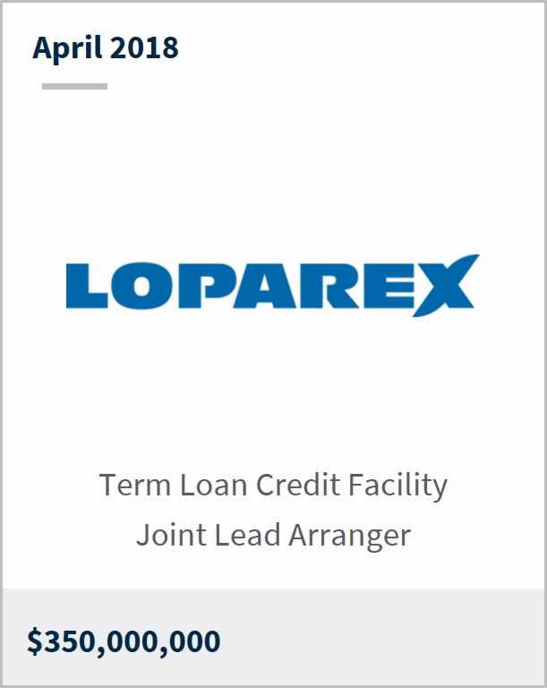 April 2018 Loparex $350,000,000 term loan credit facility joint lead arranger