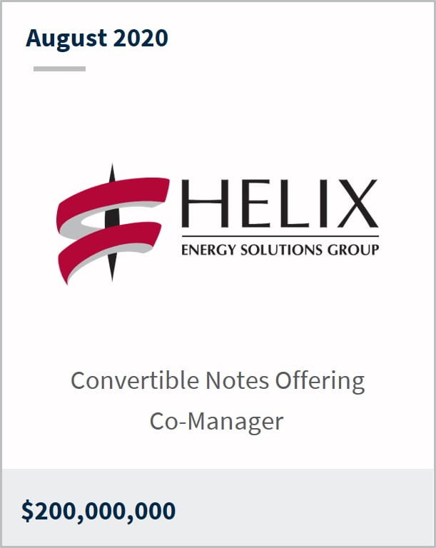 August 2020 Helix Energy Solutions Group $200M convertible notes offering co-manager 
