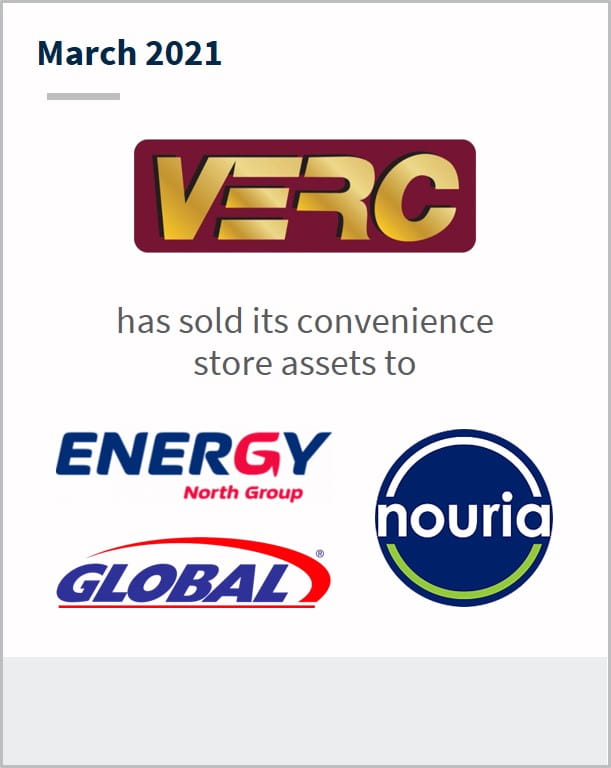 March 2021 VERC Enterprises has sold its convenience store assets to Energy Global