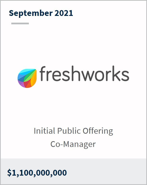 September 2021 Freshworks Inc $1,100,000,000 initial public offering co-manager