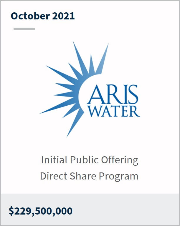 October 2021 Aris Water $229,500,000 initial public offering direct share program
