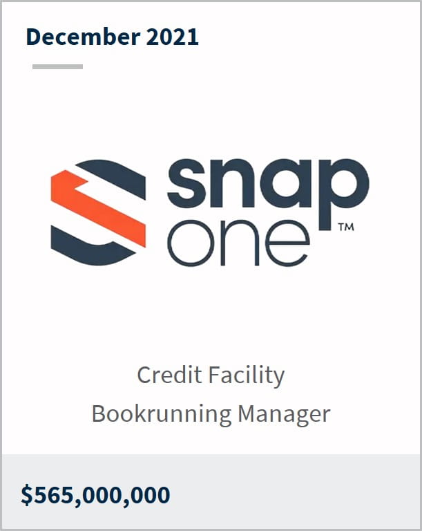 December 2021 Snap One Holdings Corp $565M credit facility bookrunning manager 