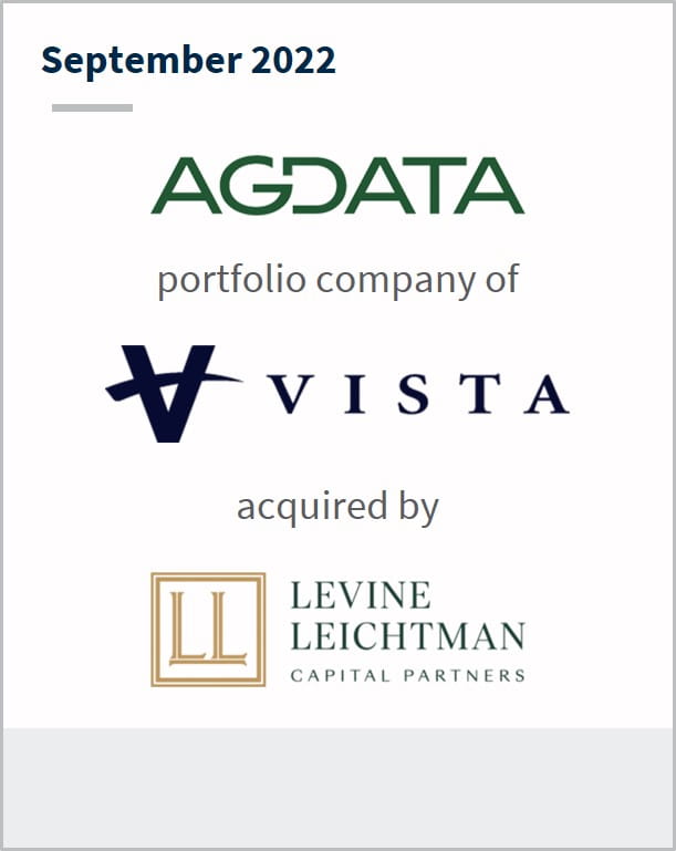 September 2022 AGDATA A portfolio company of Vista Has been acquired by Levine Leichtman