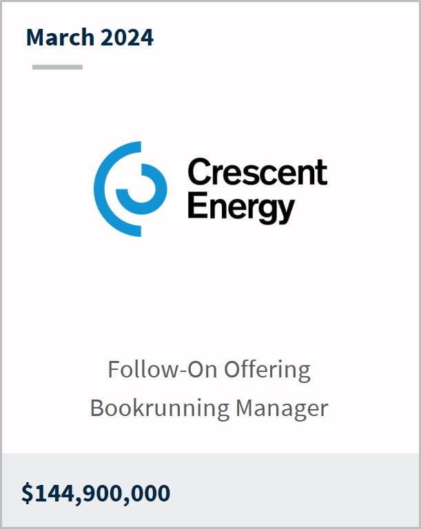 March 2024 Crescent Energy $144,900,000 Follow-On Offering Bookrunning Manager