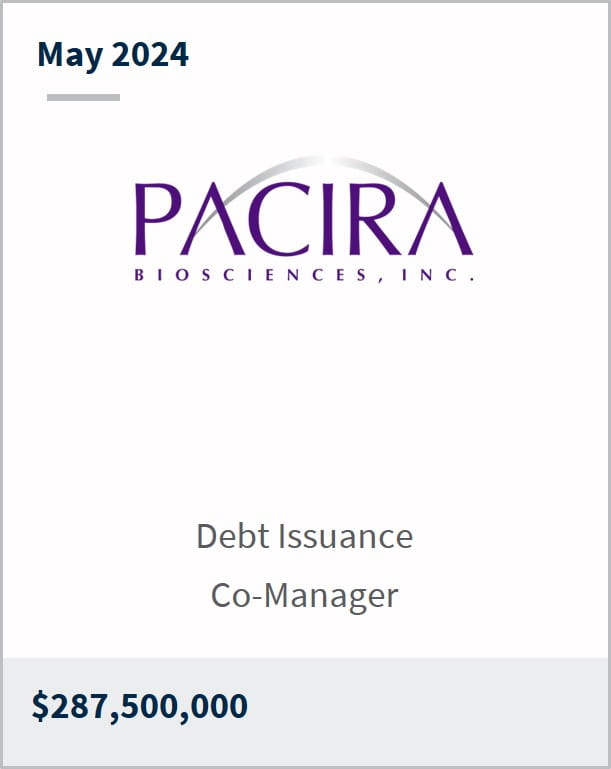 May 2024 Pacira BioSciences $287.5m Convertible Debt Offering Co-Manager