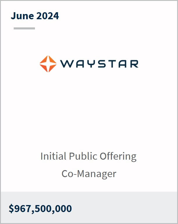 June 2024 Waystar $967.5m Initial Public Offering Co-Manager