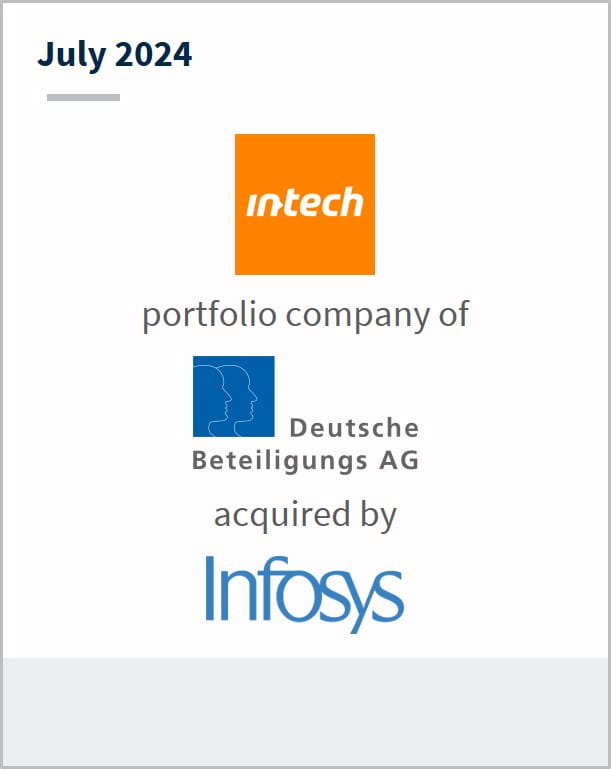 July 2024 Intech portfolio company of Deutsche Beteiligungs AG acquired by Infosys