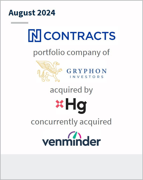 August 2024 Ncontracts portfolio company of Gryphon Investors acquired by Hg concurrently acquired venminder