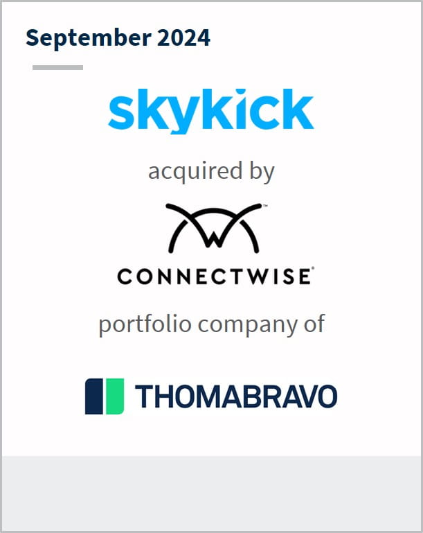 September 2024 Skykick acquired by Connectwise portfolio company of Thomabravo