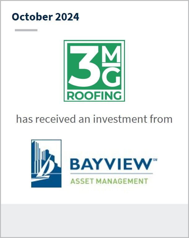 October 2024 3MG Solutions has received an investment from Bayview Asset Management