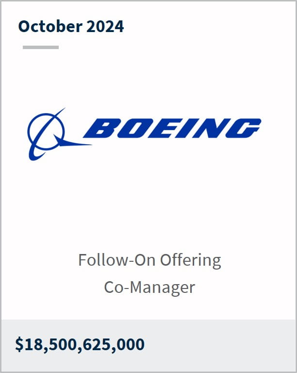 October 2024 Boeing Follow-On Offering Co-Manager $18,500,625,000