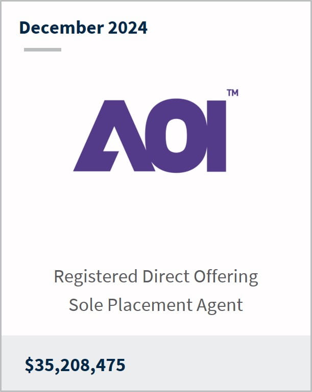 December 2024 AOI Registered Direct Offering Sole Placement Agent $35,208,475