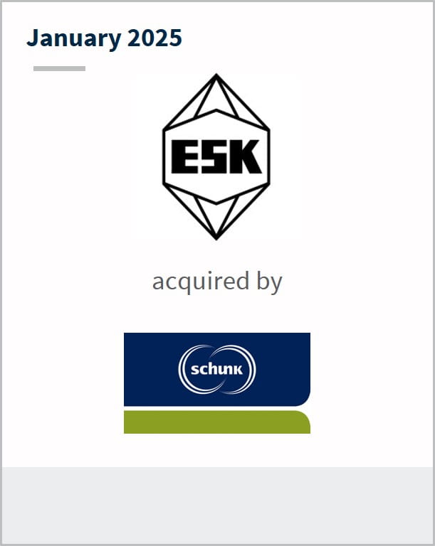 January 2025 ESK acquired by schunk