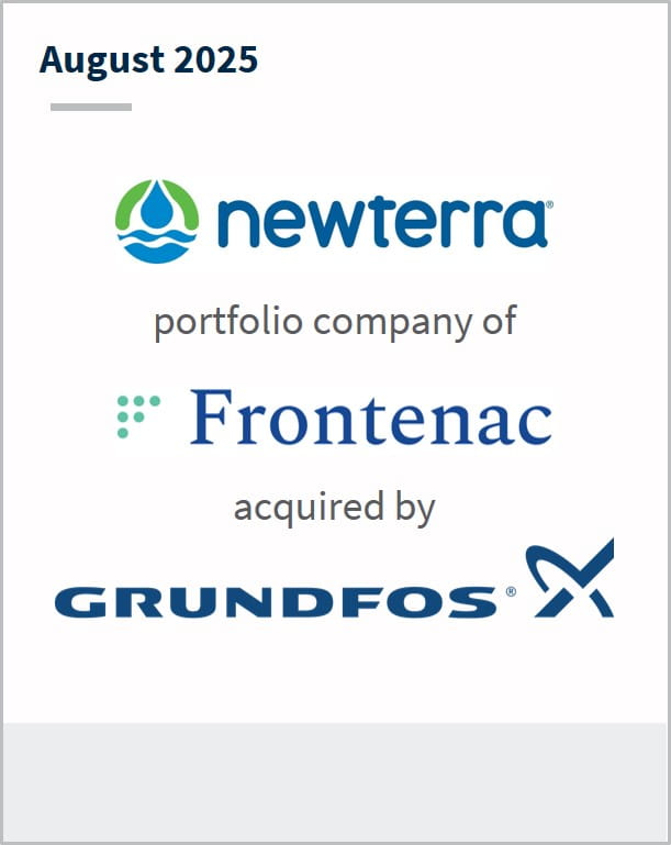 August 2025 Newterra portfolio company of Frontenac acquired by Grundfos