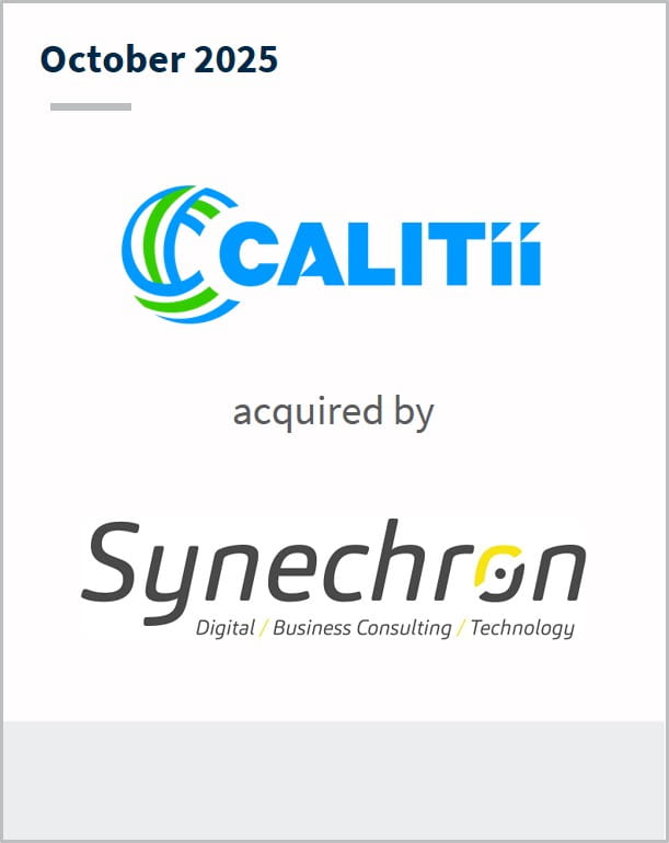 October 2025 Calitii acquired by Synechron Digital/Business Consulting/Technology