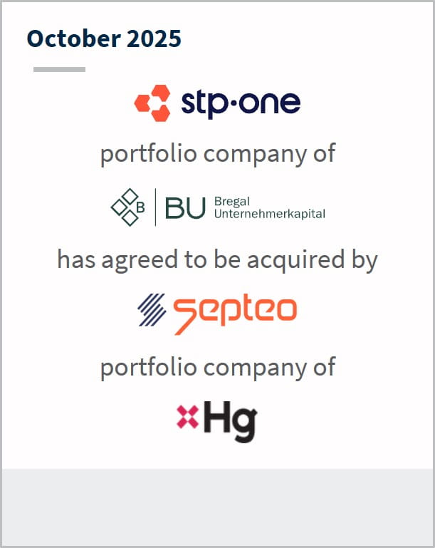 October 2025 stp-one portfolio company of BU Bregal Unternehmerkapital has agreed to be acquired by Septeo portfolio company of HG