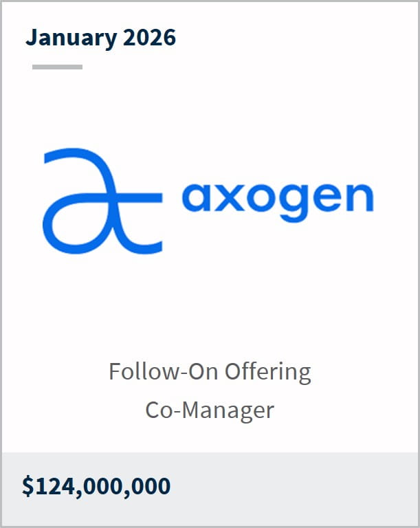 January 2026 Axogen Follow-On Offering Co-Manager $124,000,000