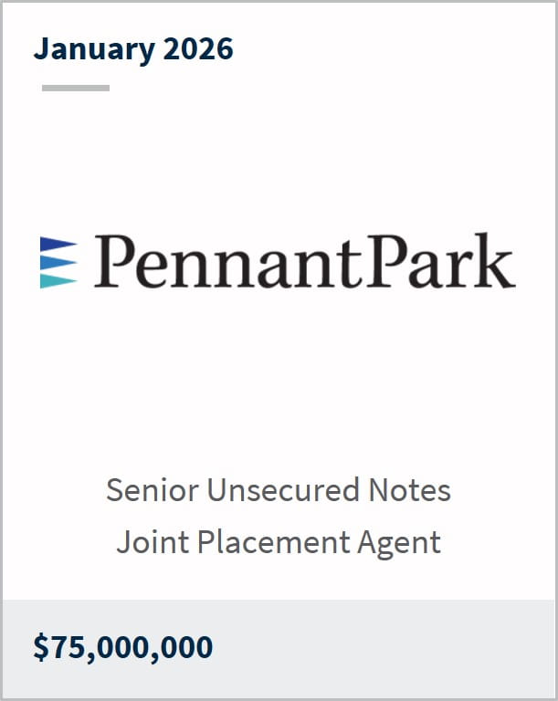 January 2026 PennantPark Senior Unsecured Notes Joint Placement Agent $75,000,000