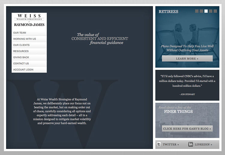Weiss Wealth Strategies Website Homepage