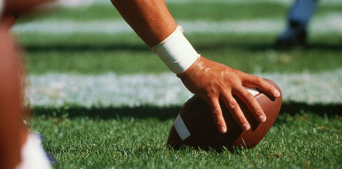 Hand on American football